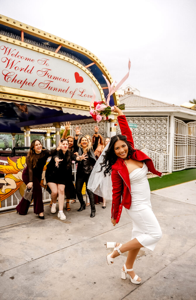 bride at little white chapel