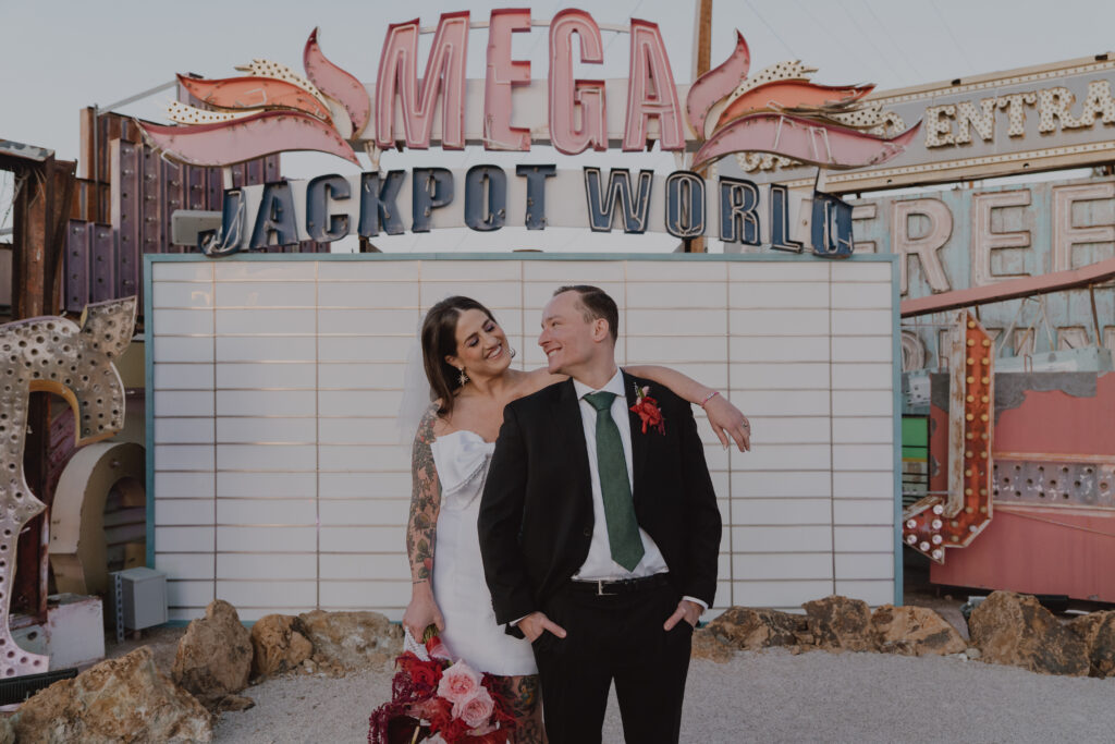 couple married at neon museum