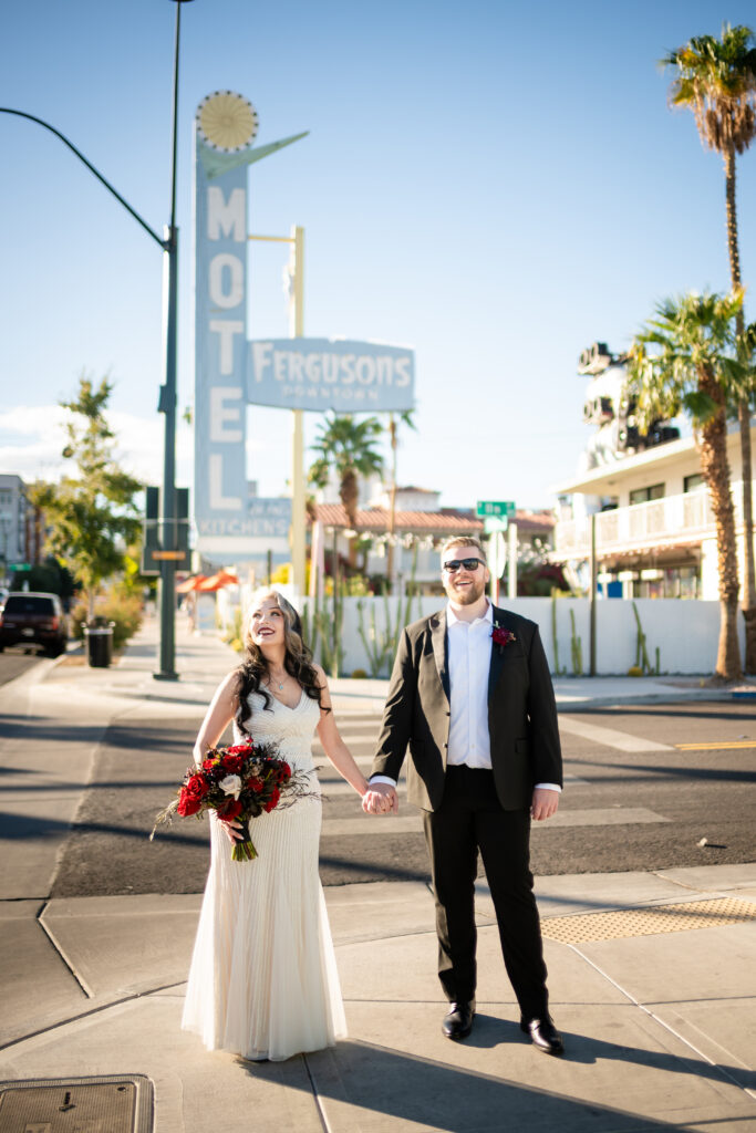 downtown las vegas bride and groom