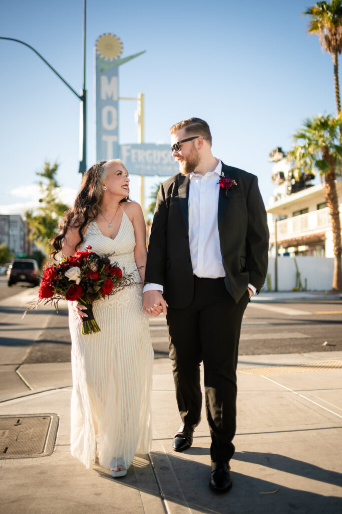 downtown las vegas bride and groom