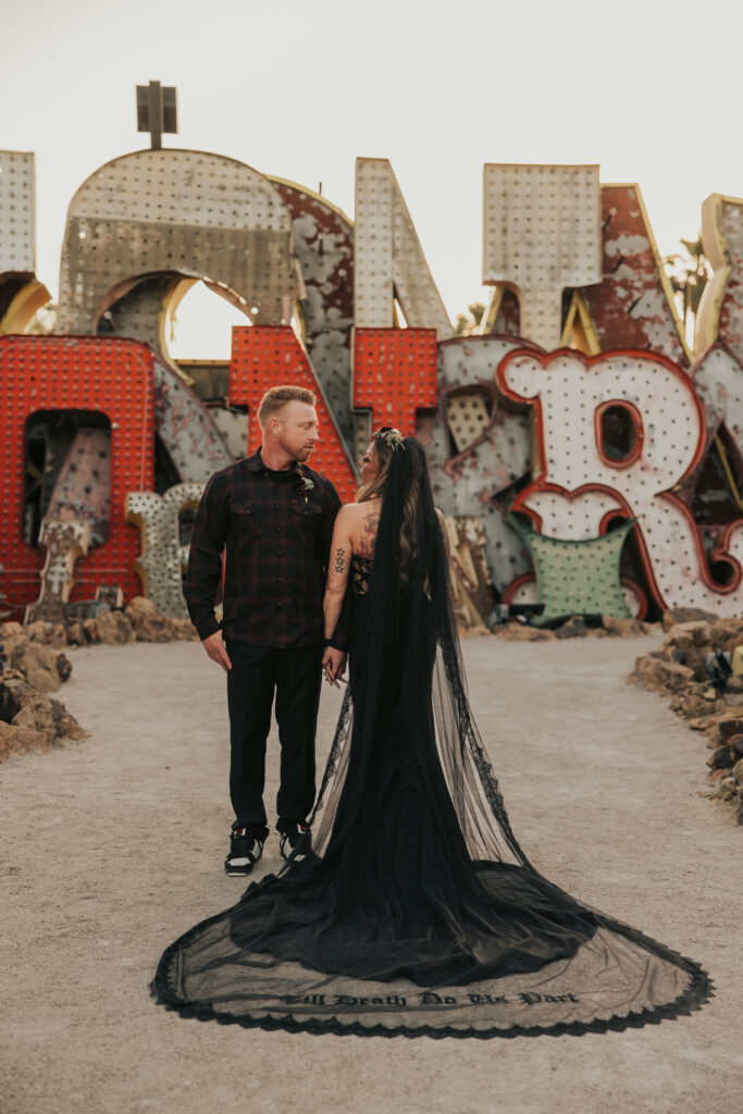 neon museum punk rock wedding 